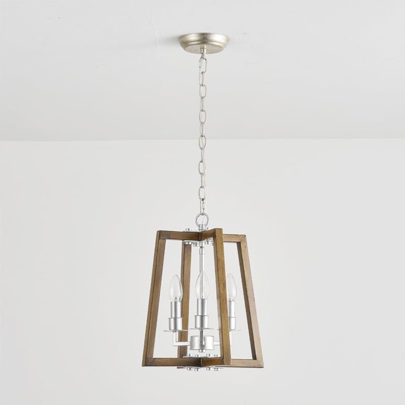 Tinsley Ancien Ouvrir Cadre Bois Lumière Pendentif - Neutralighting