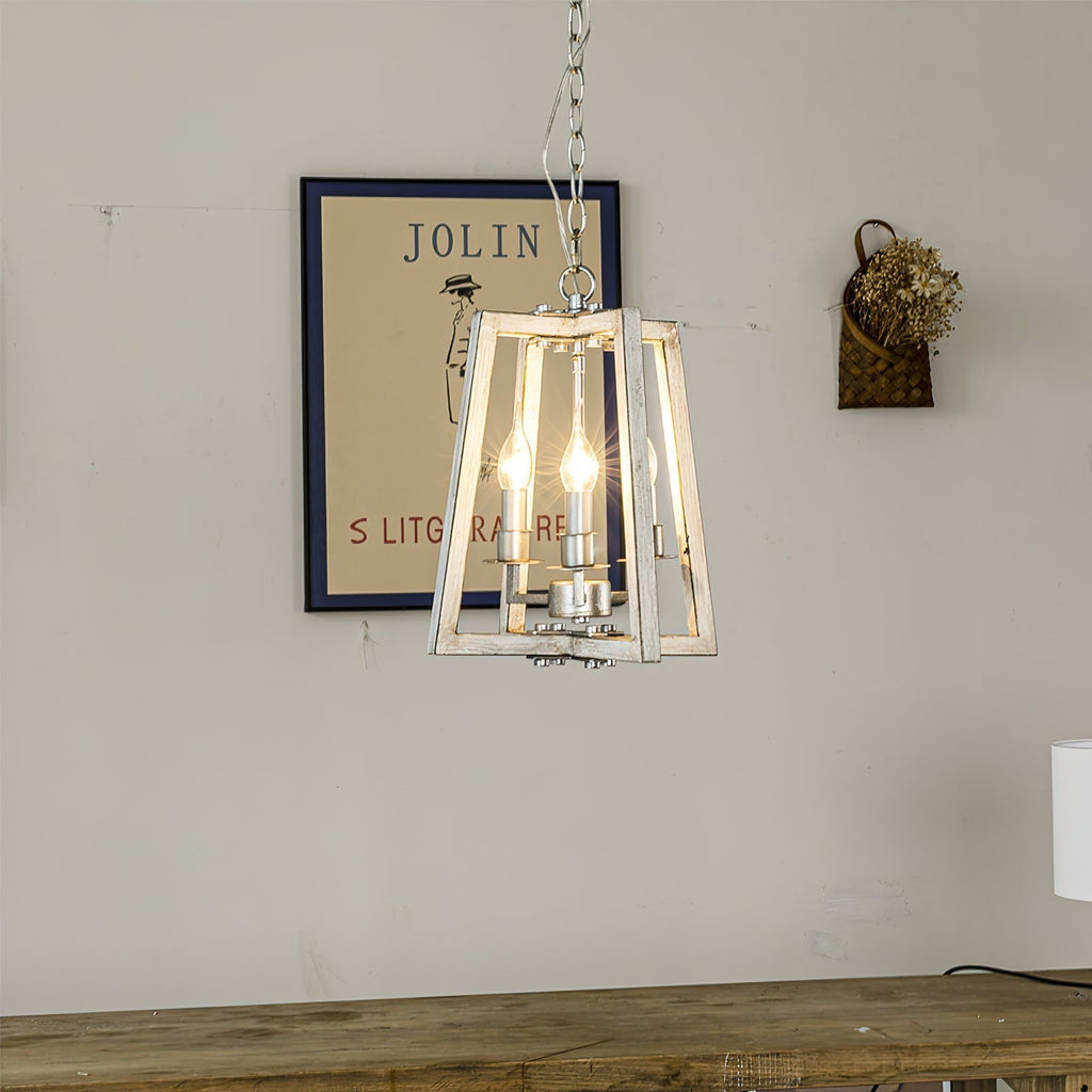 Tinsley Ancien Ouvrir Cadre Bois Lumière Pendentif - Neutralighting