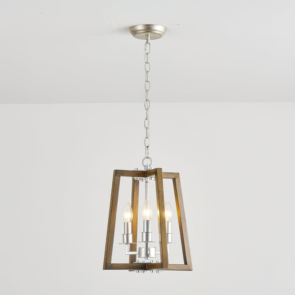 Tinsley Ancien Ouvrir Cadre Bois Lumière Pendentif - Neutralighting