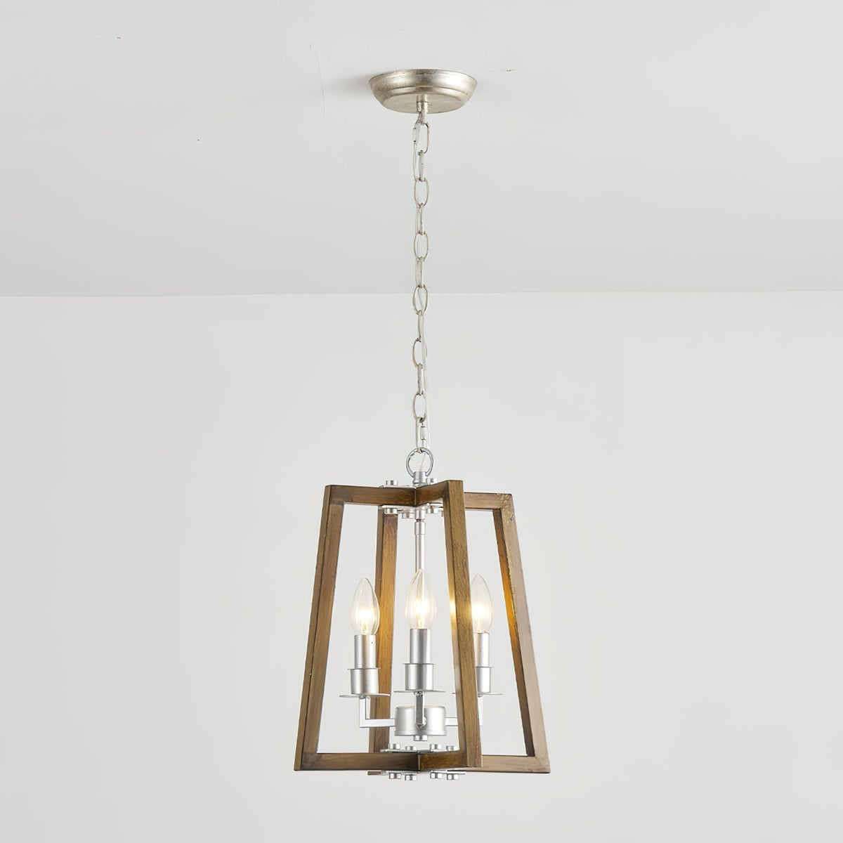 Tinsley Ancien Ouvrir Cadre Bois Lumière Pendentif - Neutralighting
