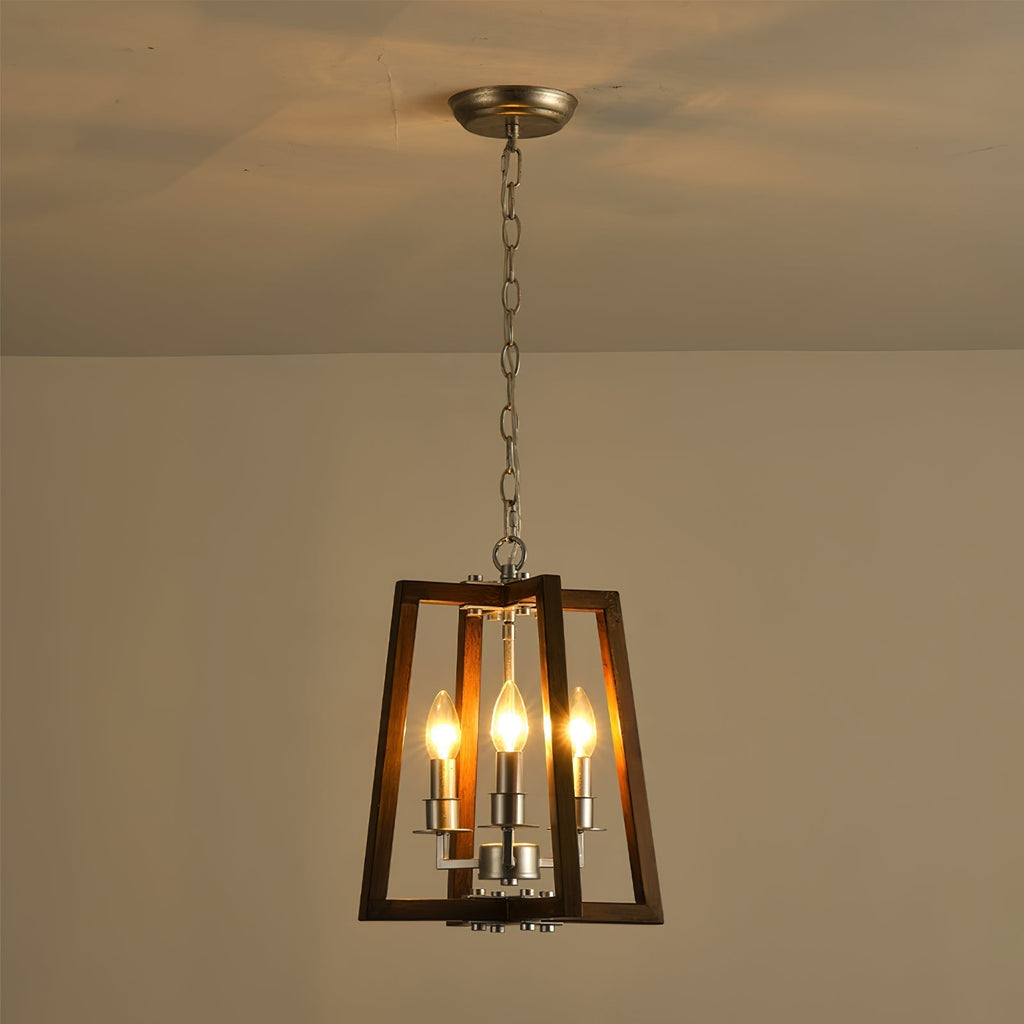 Tinsley Ancien Ouvrir Cadre Bois Lumière Pendentif - Neutralighting