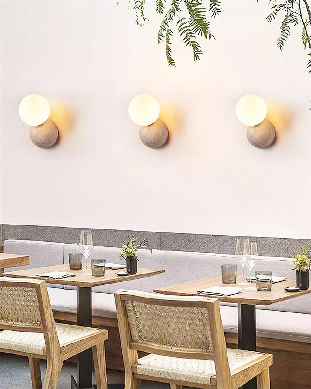 Ritta Applique Murale Travertin Design Double Sphère - Neutralighting