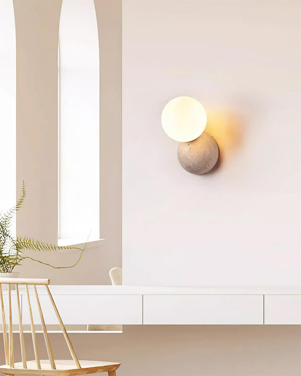 Ritta Applique Murale Travertin Design Double Sphère - Neutralighting