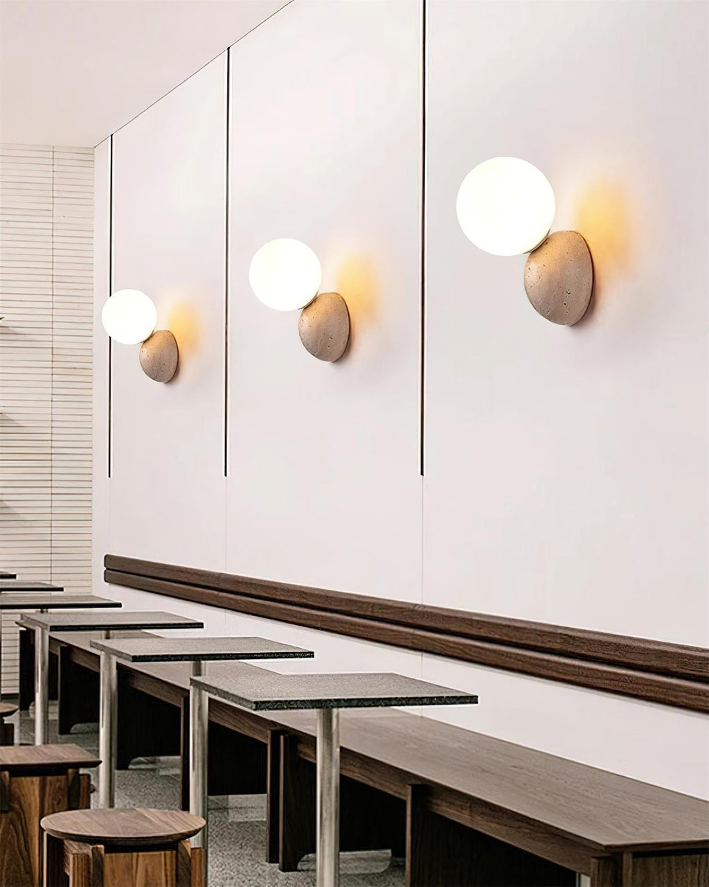 Ritta Applique Murale Travertin Design Double Sphère - Neutralighting