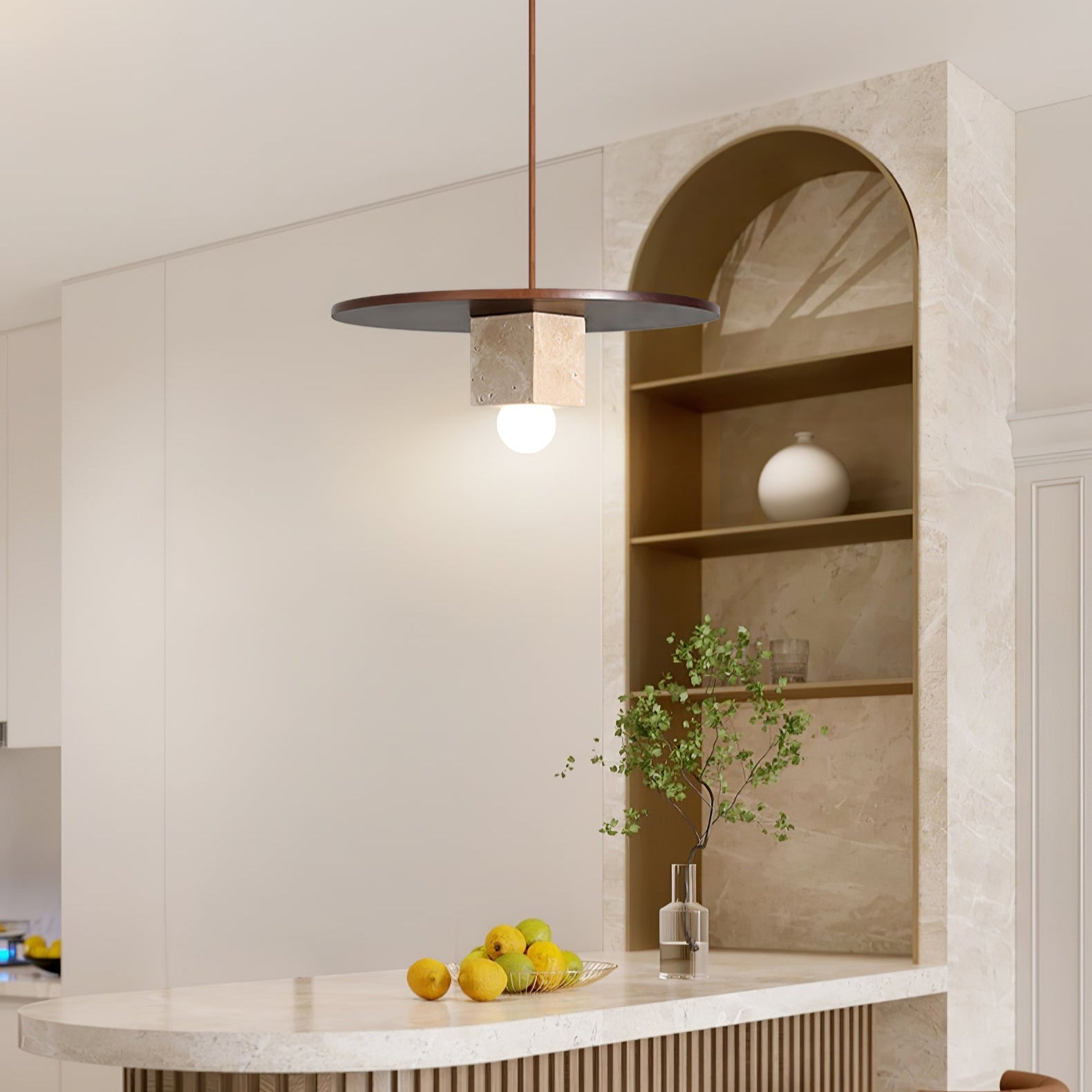 Ucariel Géométrique Travertin Pendentif Lumière - Neutralighting