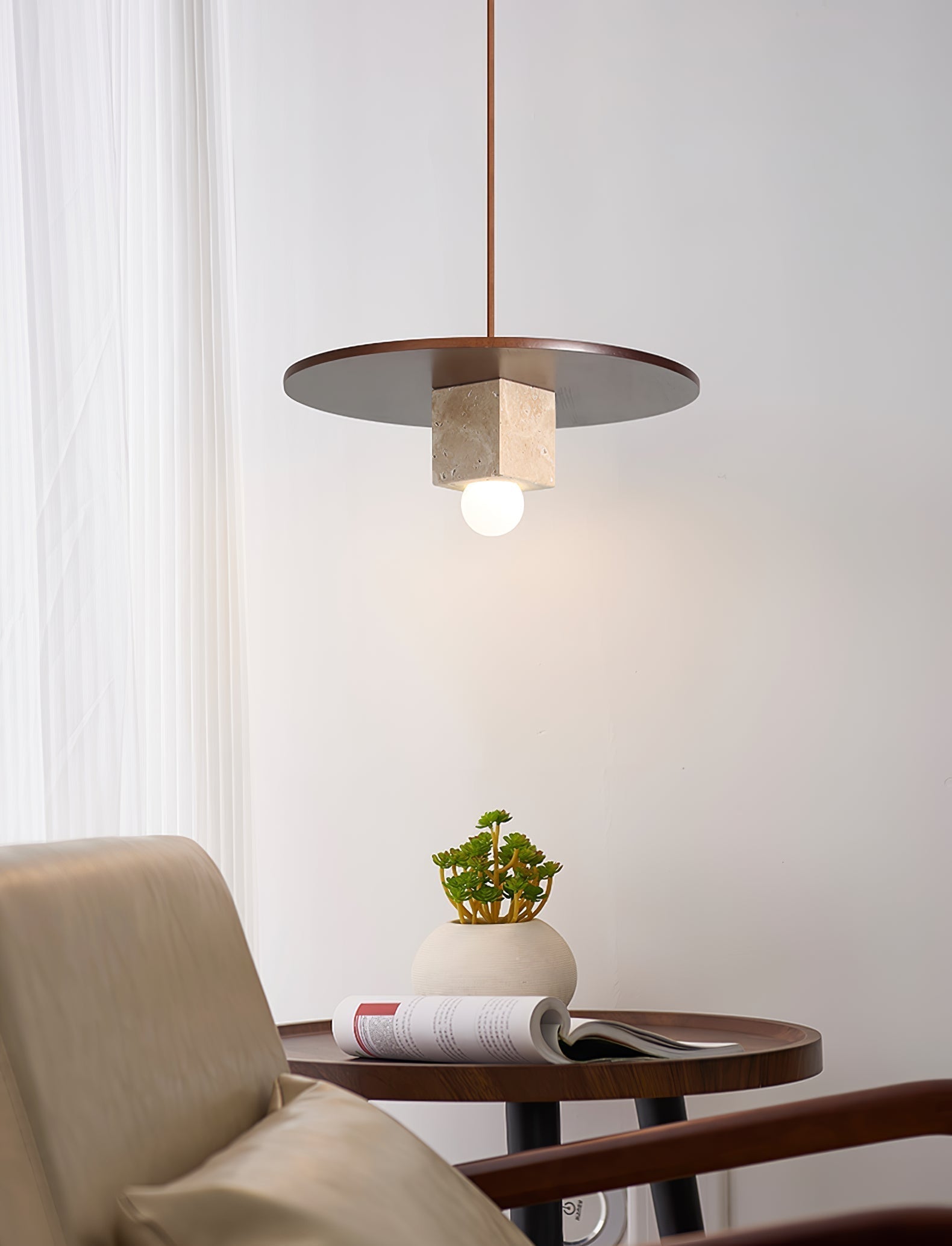 Ucariel Géométrique Travertin Pendentif Lumière - Neutralighting