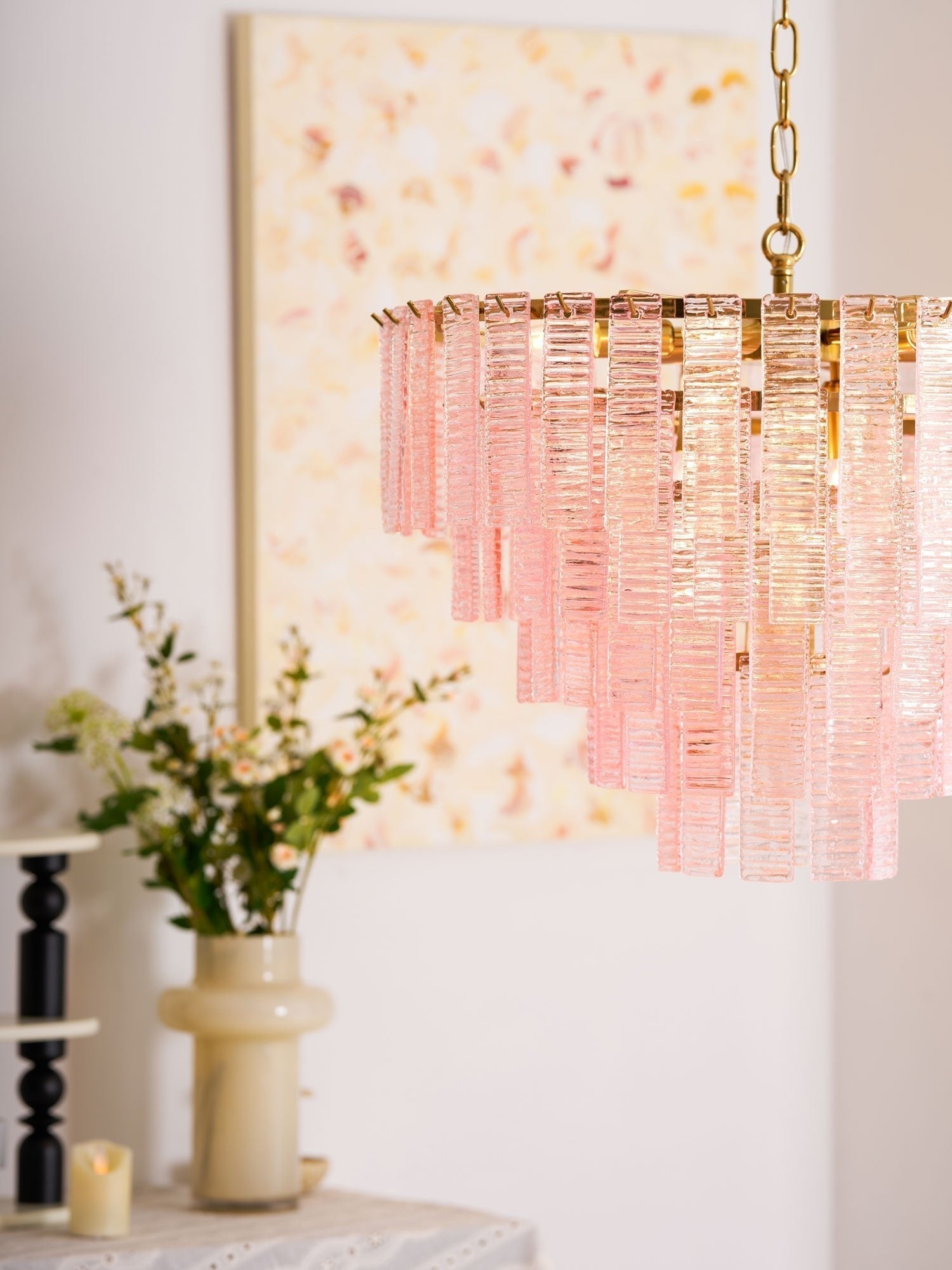 Aurora Lustre Rose Murano Verre Superposé Vintage Luxe - Neutralighting