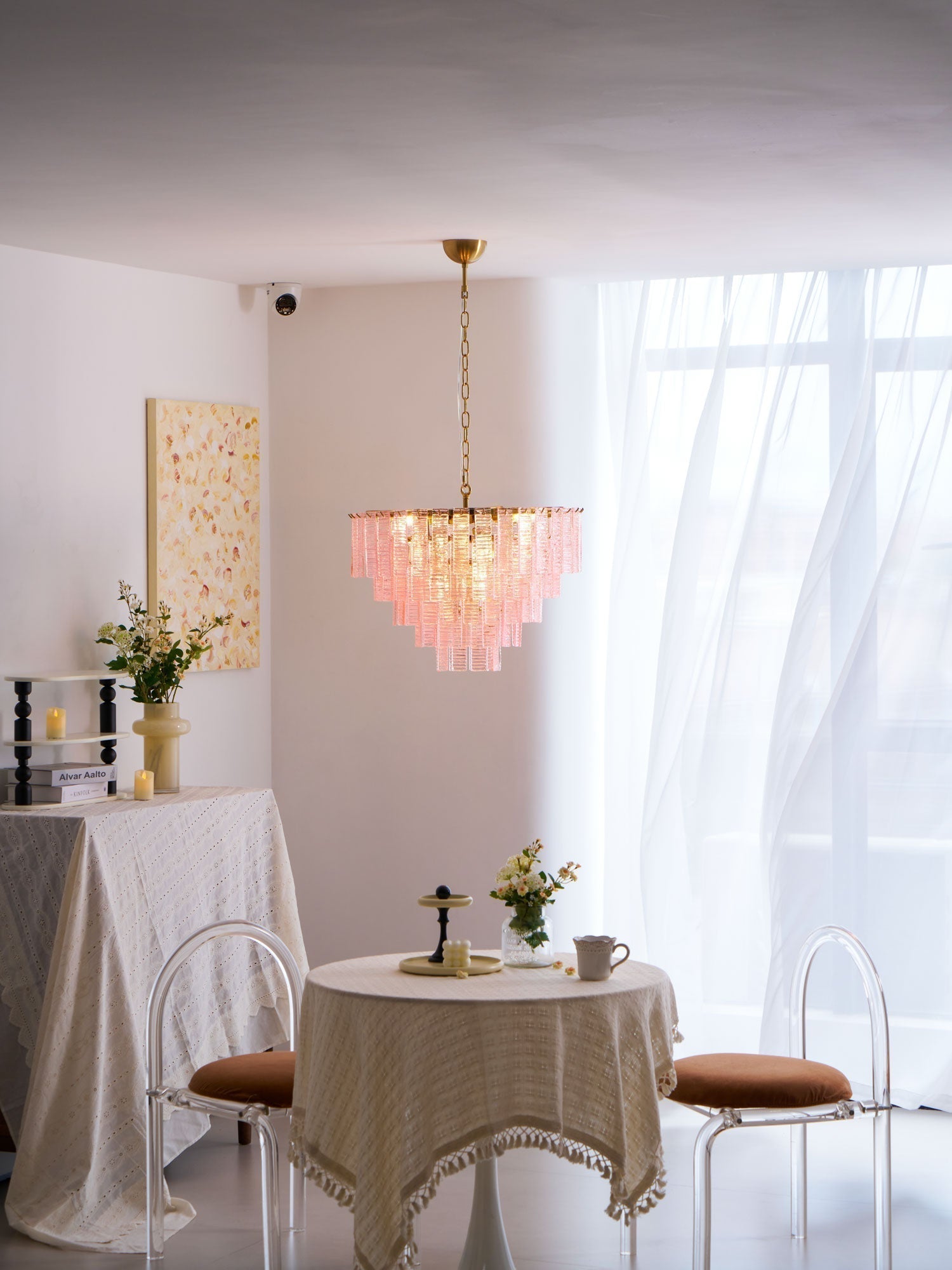 Aurora Lustre Rose Murano Verre Superposé Vintage Luxe - Neutralighting