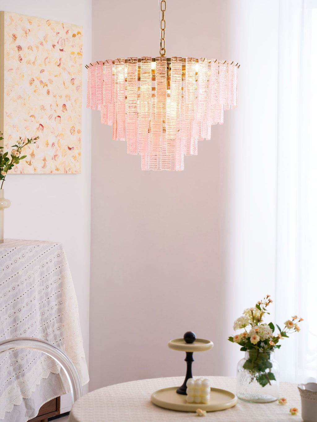 Aurora Lustre Rose Murano Verre Superposé Vintage Luxe - Neutralighting