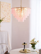 Aurora Lustre Rose Murano Verre Superposé Vintage Luxe - Neutralighting