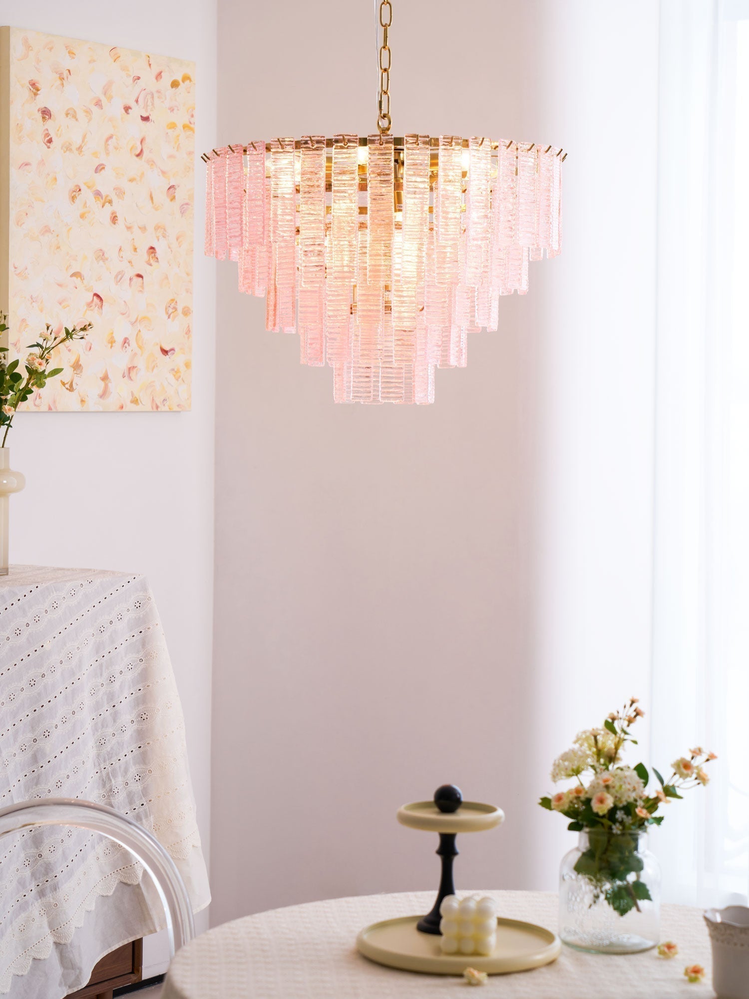Aurora Lustre Rose Murano Verre Superposé Vintage Luxe - Neutralighting