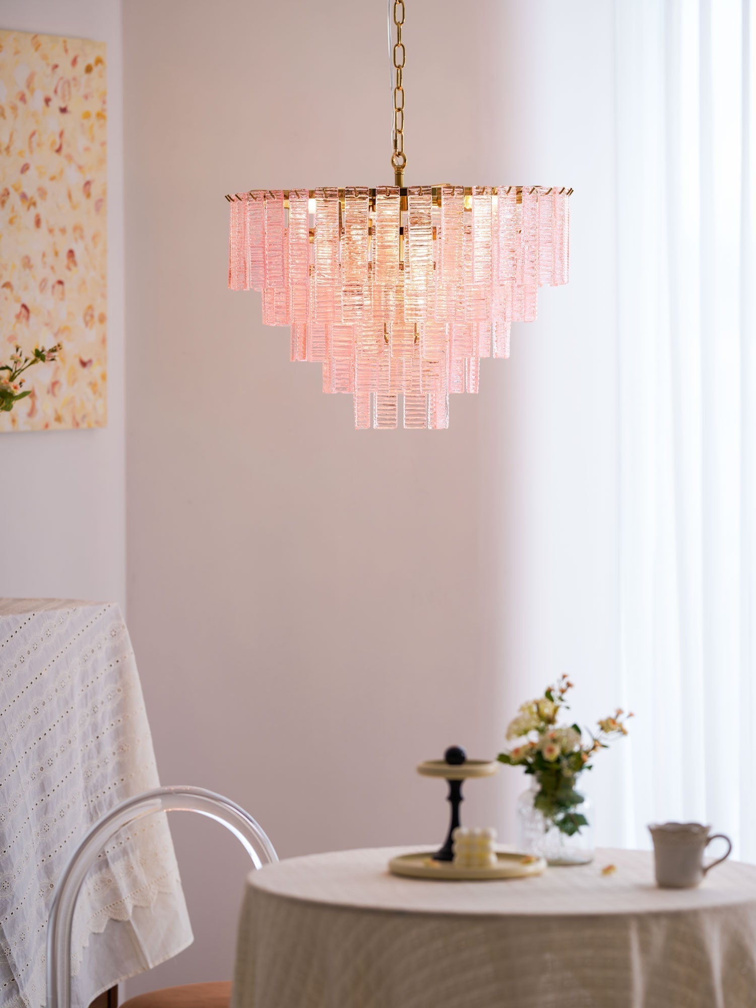Aurora Lustre Rose Murano Verre Superposé Vintage Luxe - Neutralighting