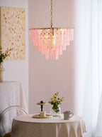 Aurora Lustre Rose Murano Verre Superposé Vintage Luxe - Neutralighting