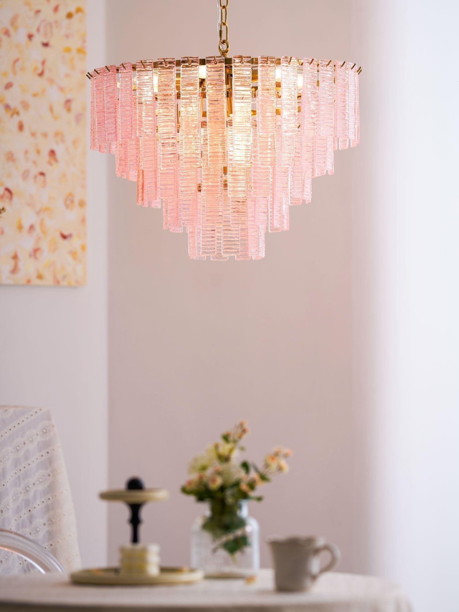 Aurora Lustre Rose Murano Verre Superposé Vintage Luxe - Neutralighting