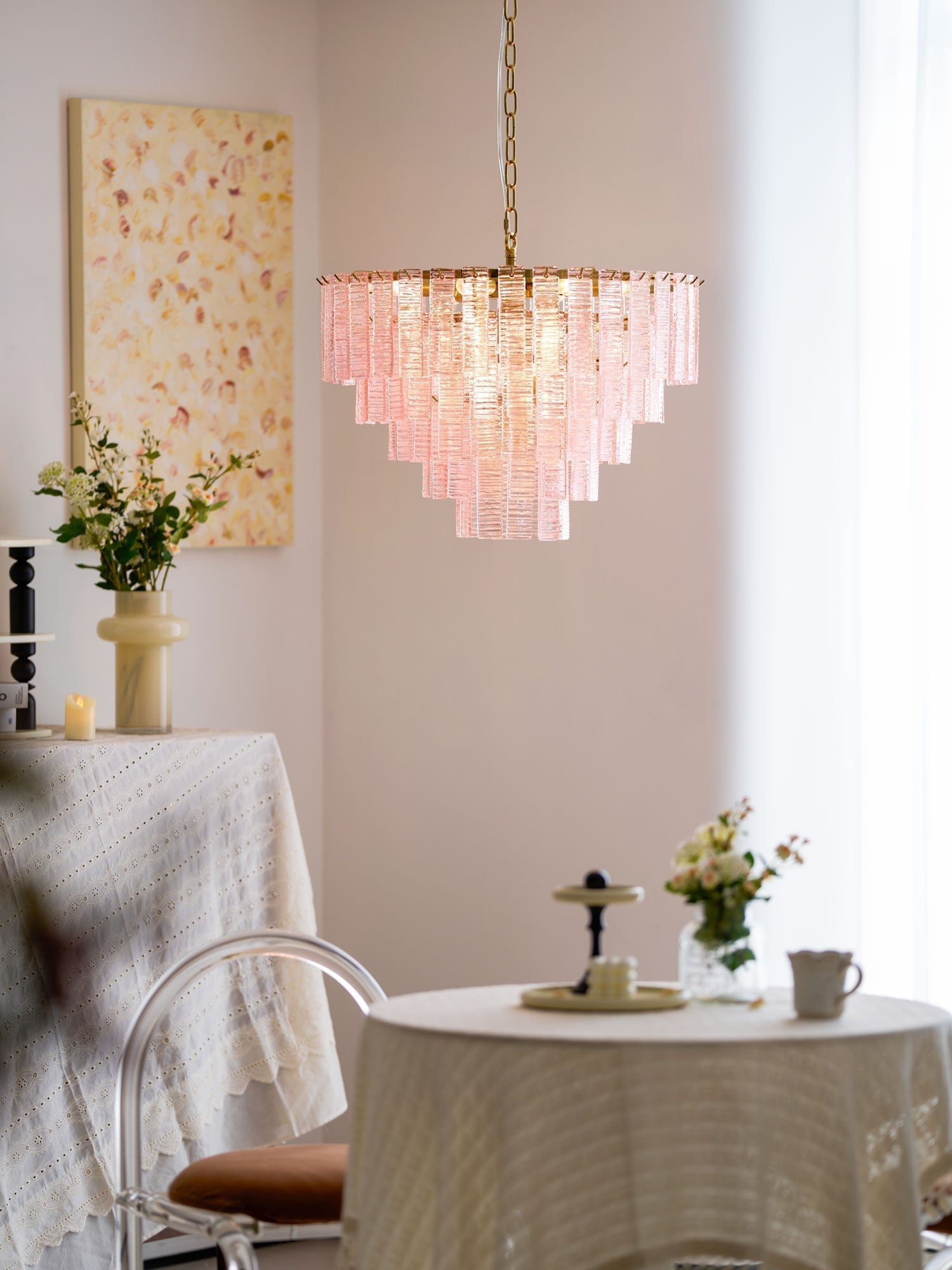 Aurora Lustre Rose Murano Verre Superposé Vintage Luxe - Neutralighting