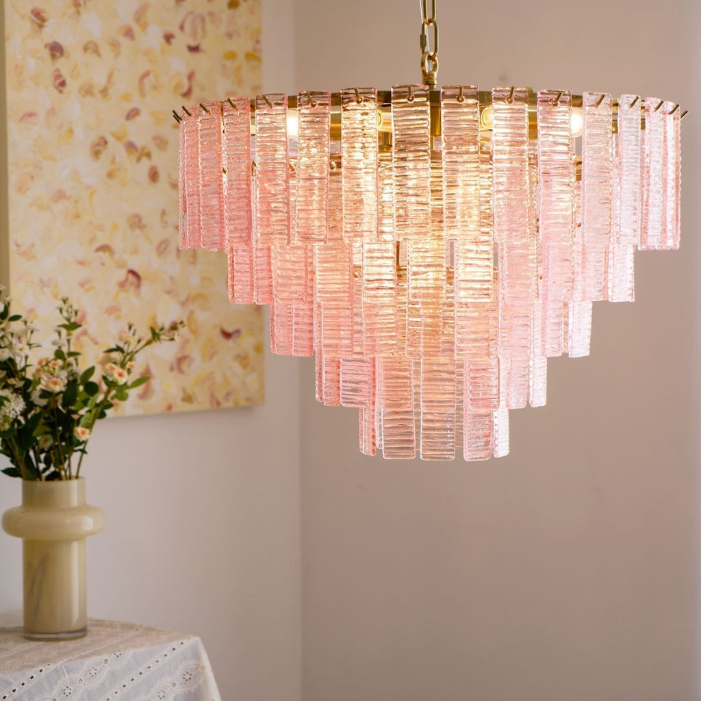 Aurora Lustre Rose Murano Verre Superposé Vintage Luxe - Neutralighting
