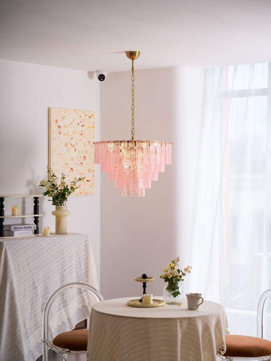 Aurora Lustre Rose Murano Verre Superposé Vintage Luxe - Neutralighting