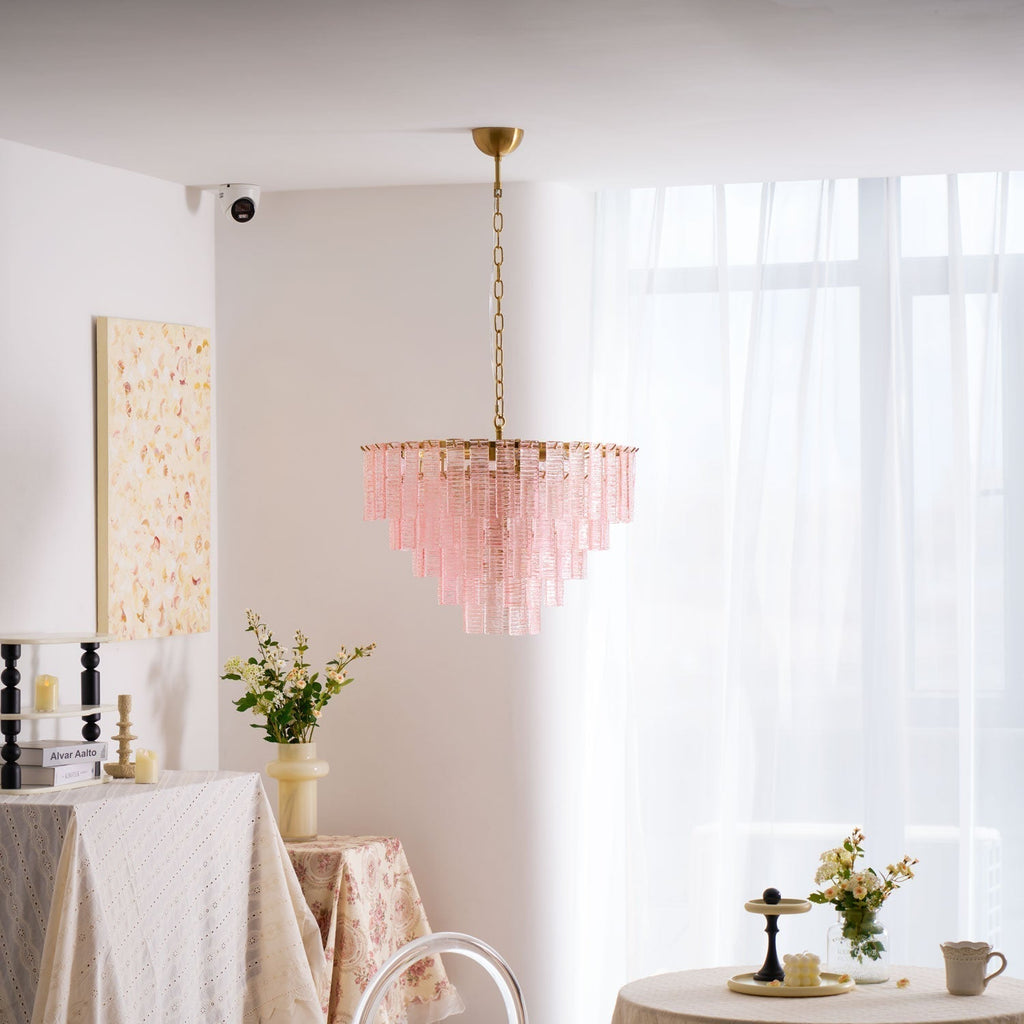 Aurora Lustre Rose Murano Verre Superposé Vintage Luxe - Neutralighting