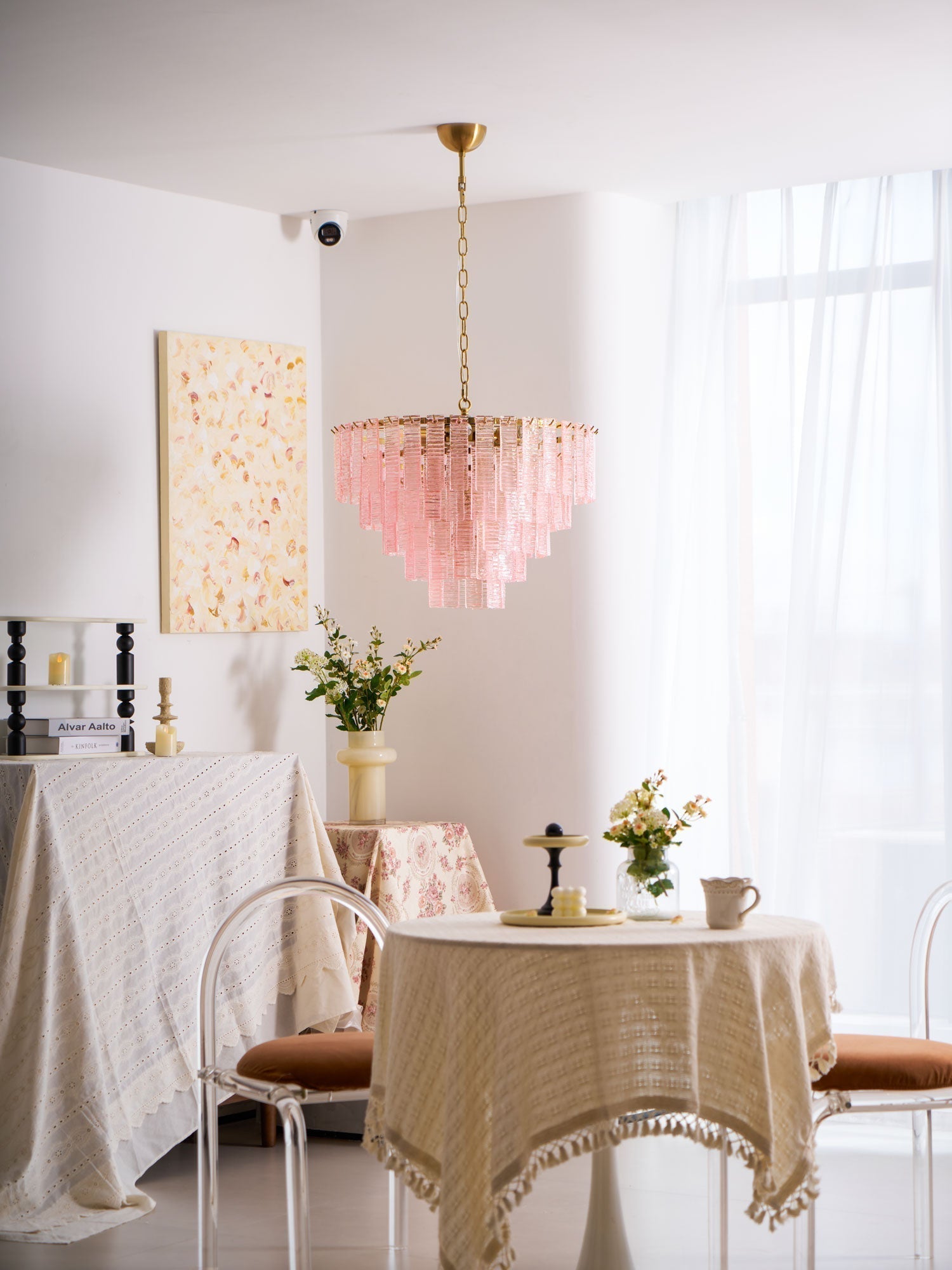 Aurora Lustre Rose Murano Verre Superposé Vintage Luxe - Neutralighting