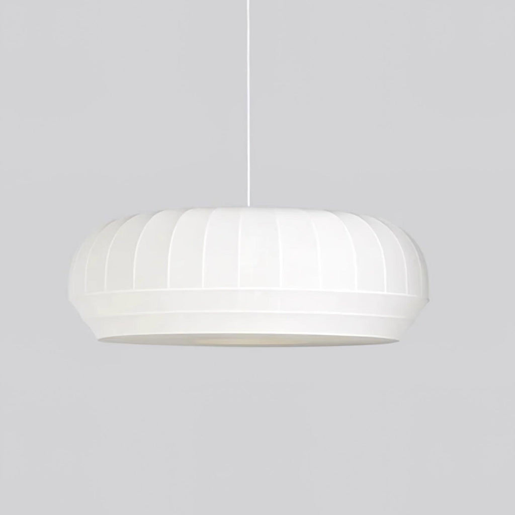 Suspension Luminaire Soie Abat-jour Blanc Tissu Lignes Verticales Doux Moderne Minimaliste - Neutralighting