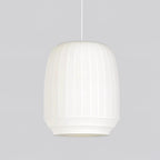 Suspension Luminaire Soie Abat-jour Blanc Tissu Lignes Verticales Doux Moderne Minimaliste - Neutralighting