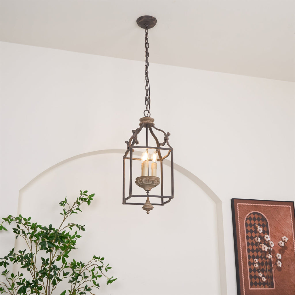 Alirora Traditionnel Volière Sculpté à la Main Bois Lustre - Neutralighting
