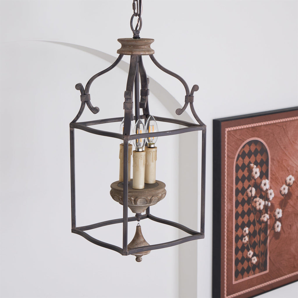 Alirora Traditionnel Volière Sculpté à la Main Bois Lustre - Neutralighting