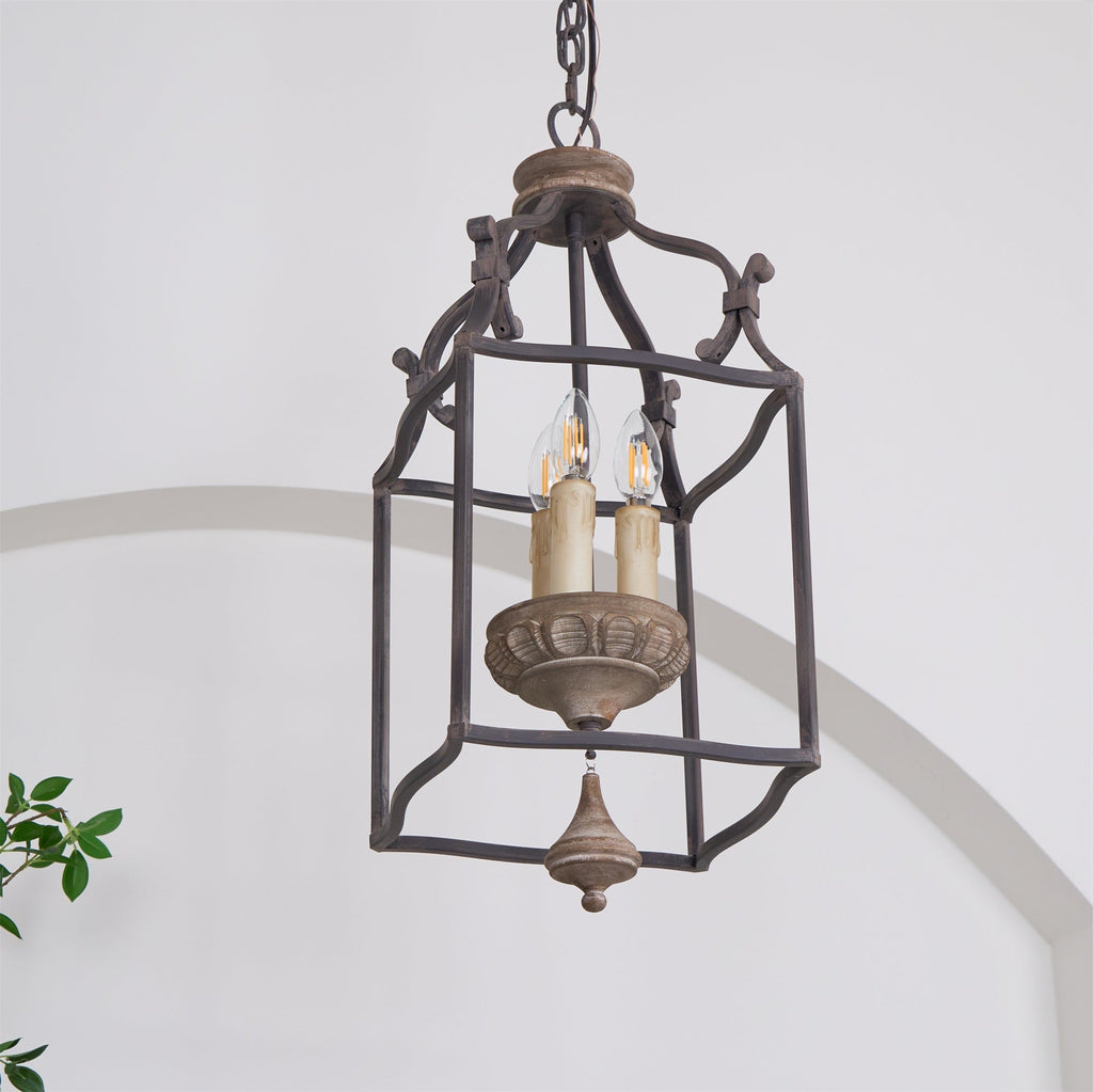Alirora Traditionnel Volière Sculpté à la Main Bois Lustre - Neutralighting