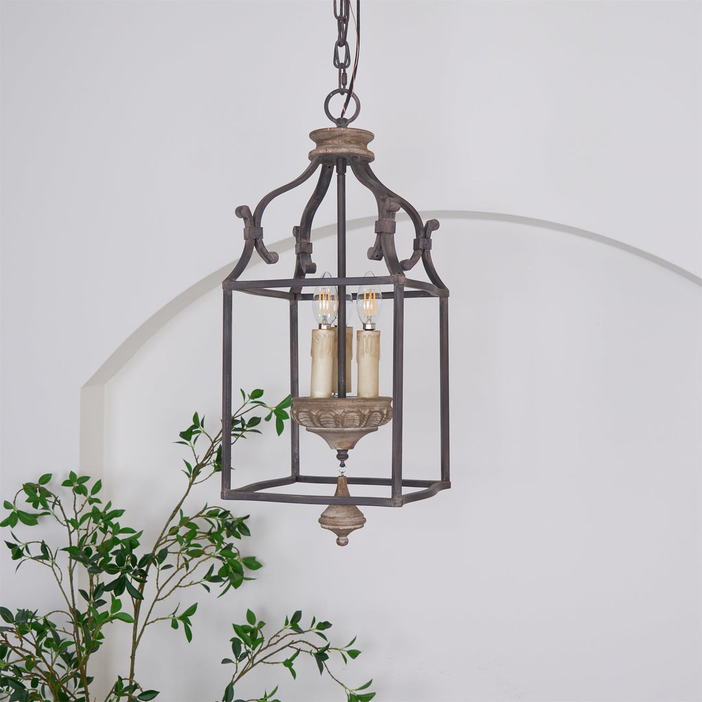 Alirora Traditionnel Volière Sculpté à la Main Bois Lustre - Neutralighting