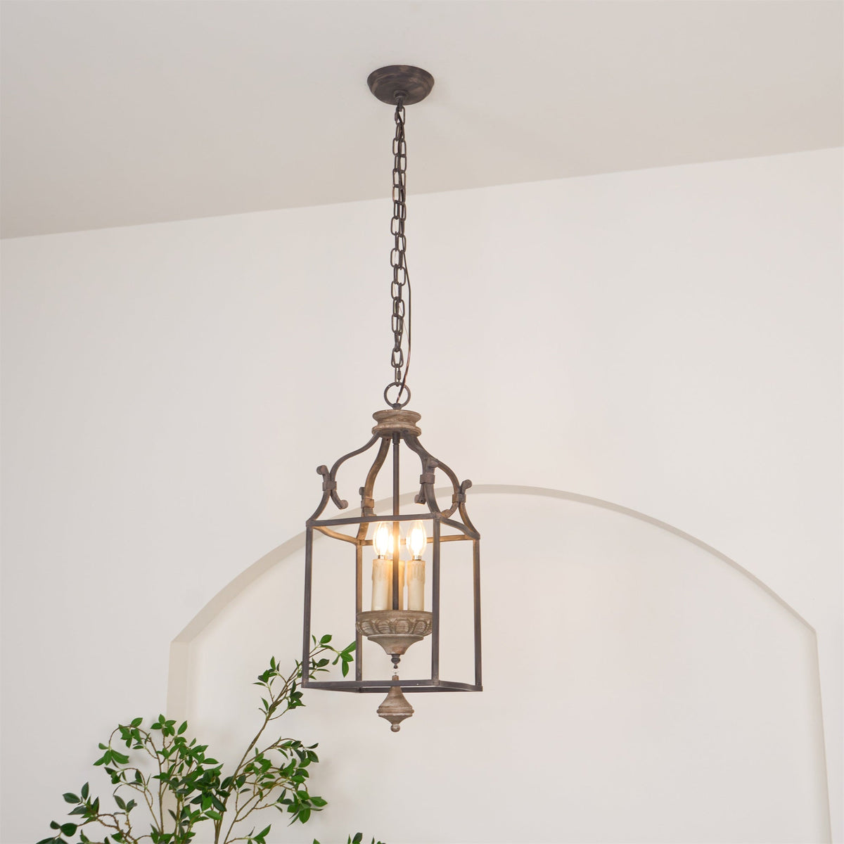 Alirora Traditionnel Volière Sculpté à la Main Bois Lustre - Neutralighting