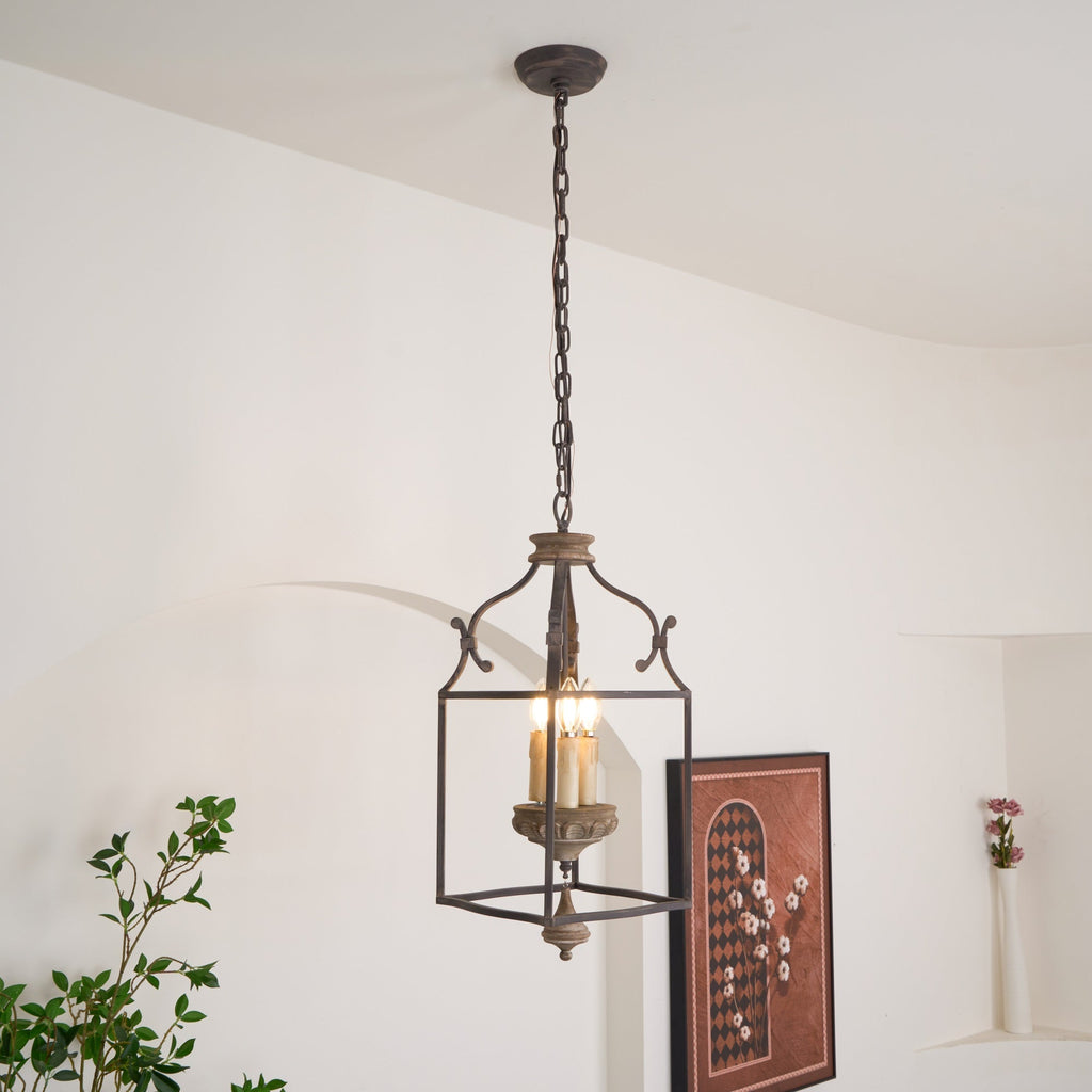 Alirora Traditionnel Volière Sculpté à la Main Bois Lustre - Neutralighting