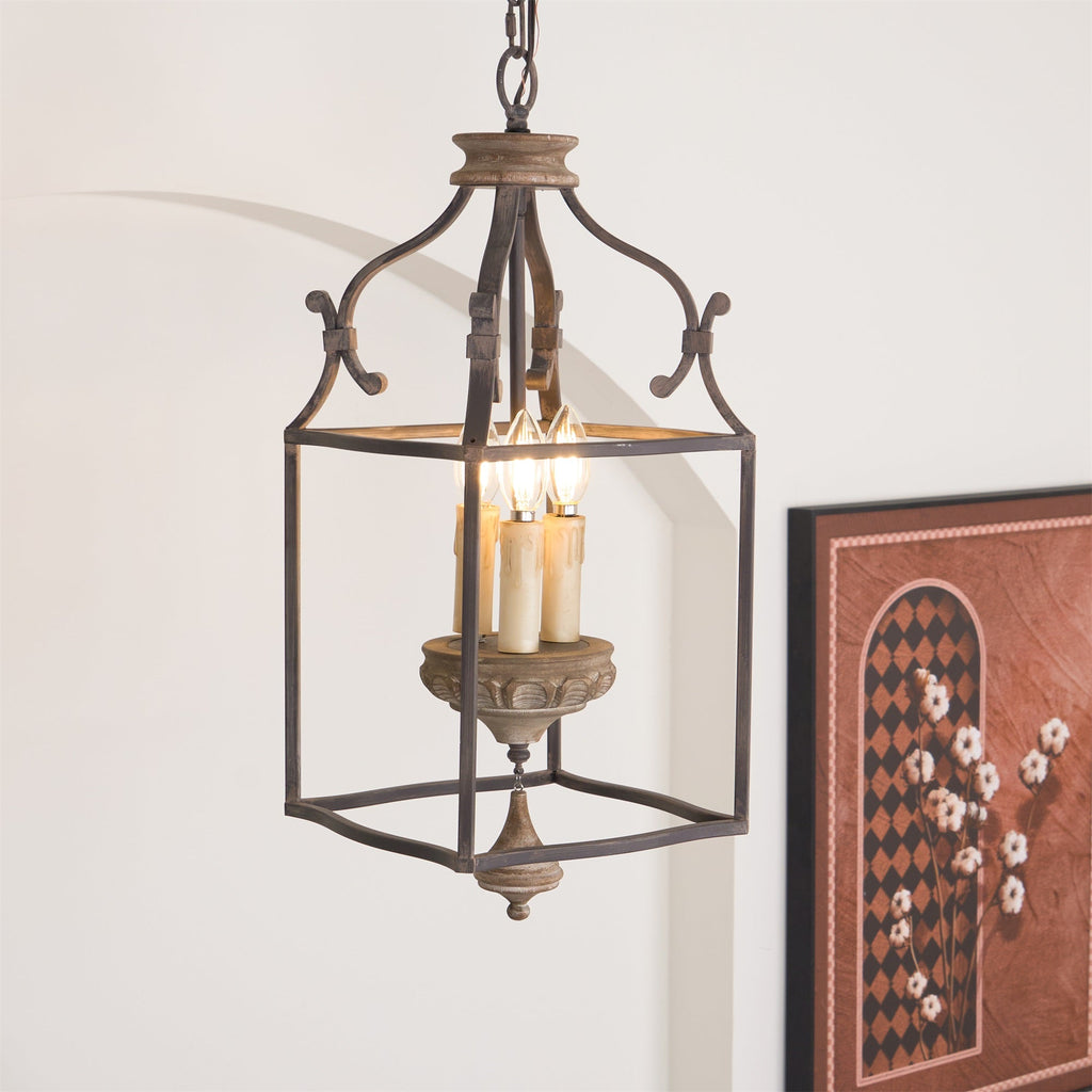 Alirora Traditionnel Volière Sculpté à la Main Bois Lustre - Neutralighting