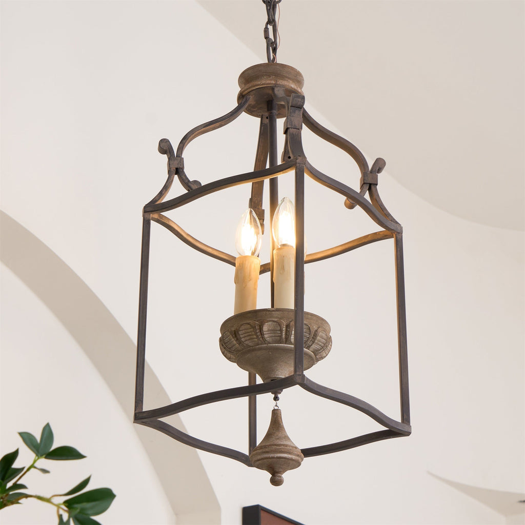 Alirora Traditionnel Volière Sculpté à la Main Bois Lustre - Neutralighting