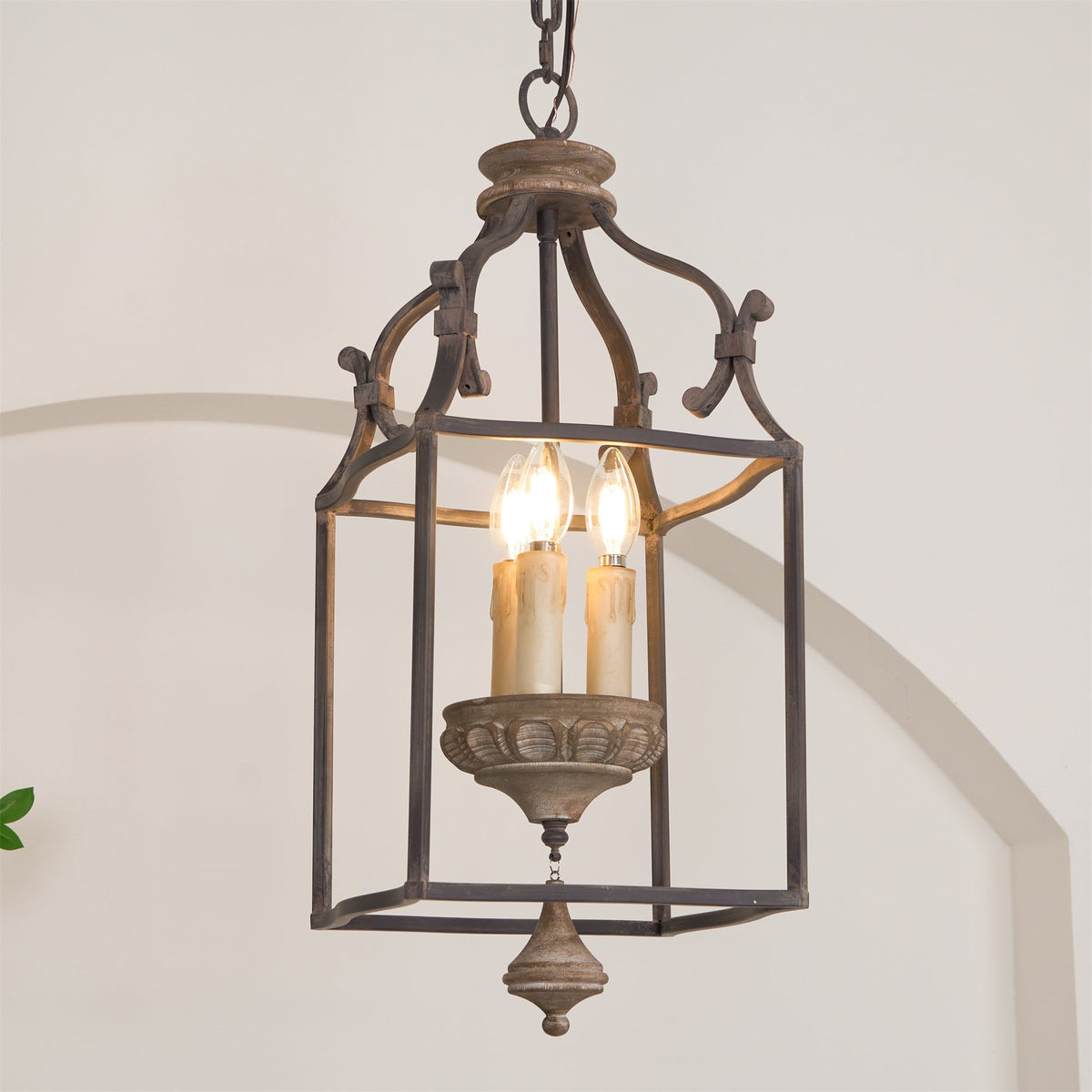 Alirora Traditionnel Volière Sculpté à la Main Bois Lustre - Neutralighting