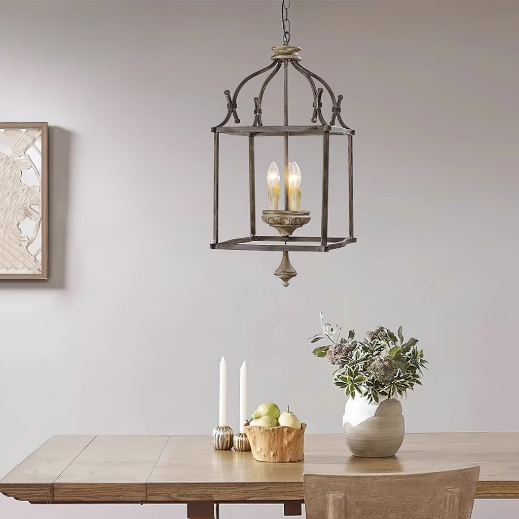 Alirora Traditionnel Volière Sculpté à la Main Bois Lustre - Neutralighting
