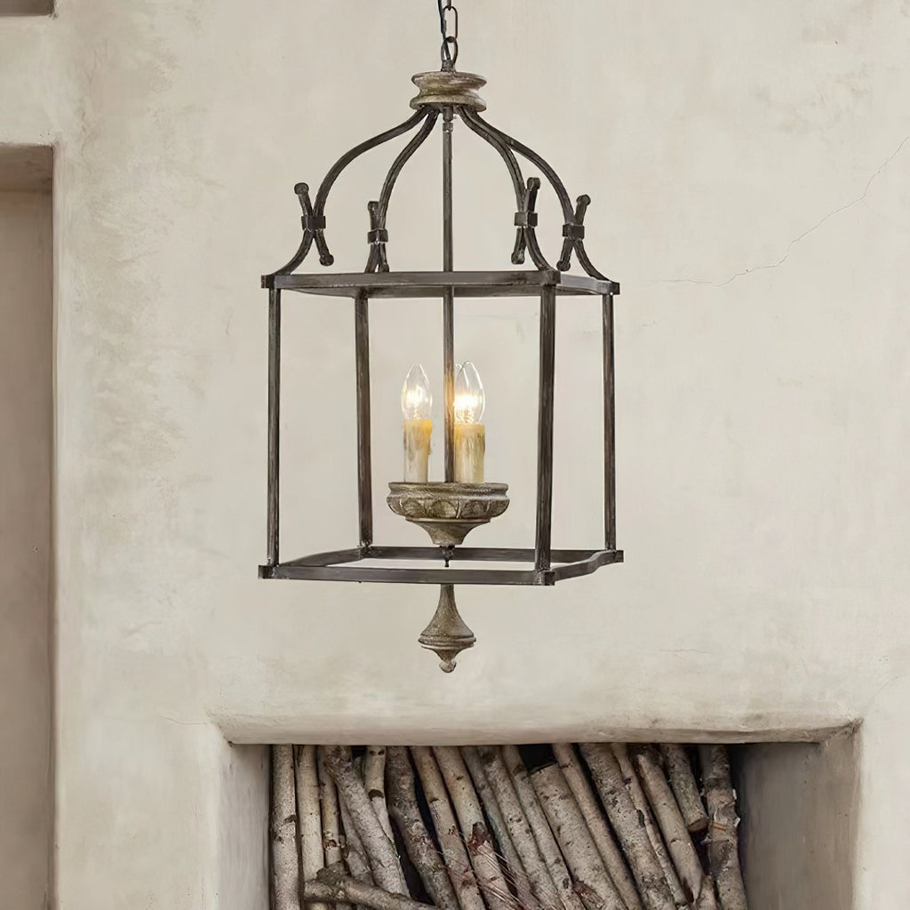 Alirora Traditionnel Volière Sculpté à la Main Bois Lustre - Neutralighting