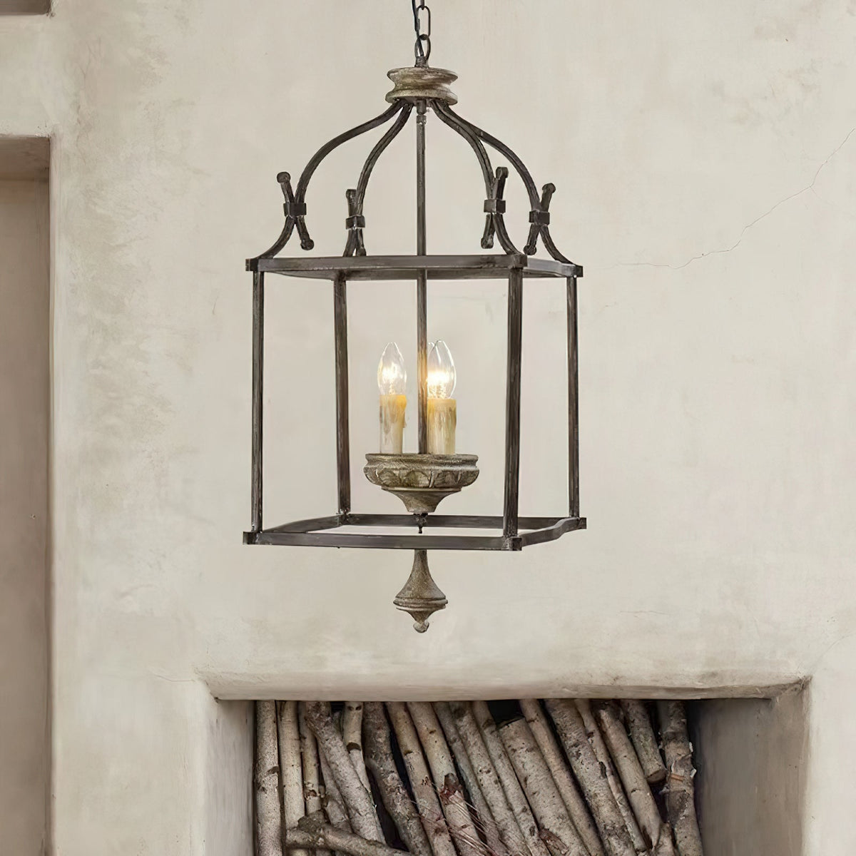 Alirora Traditionnel Volière Sculpté à la Main Bois Lustre - Neutralighting