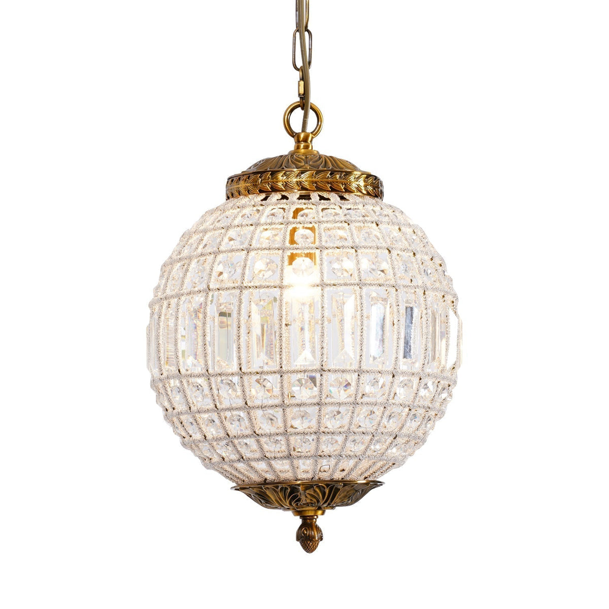 Lustra Chandelier Gold Globe Crystal Vintage - Neutralighting