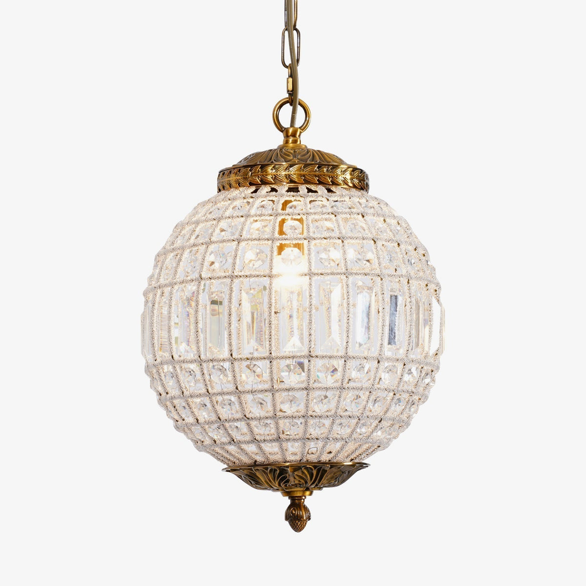 Lustra Chandelier Gold Globe Crystal Vintage - Neutralighting