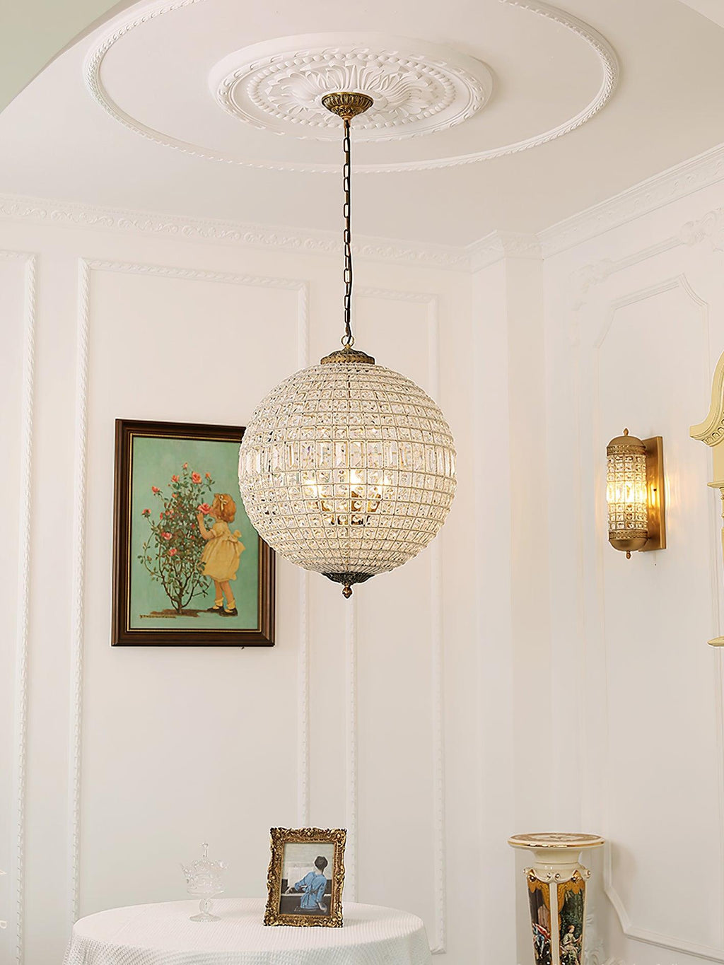Lustra Chandelier Gold Globe Crystal Vintage - Neutralighting