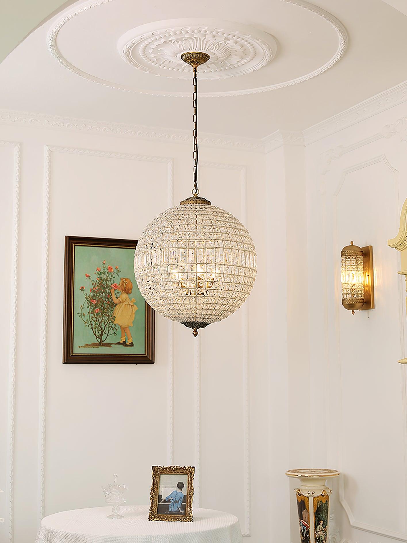 Lustra Chandelier Gold Globe Crystal Vintage - Neutralighting