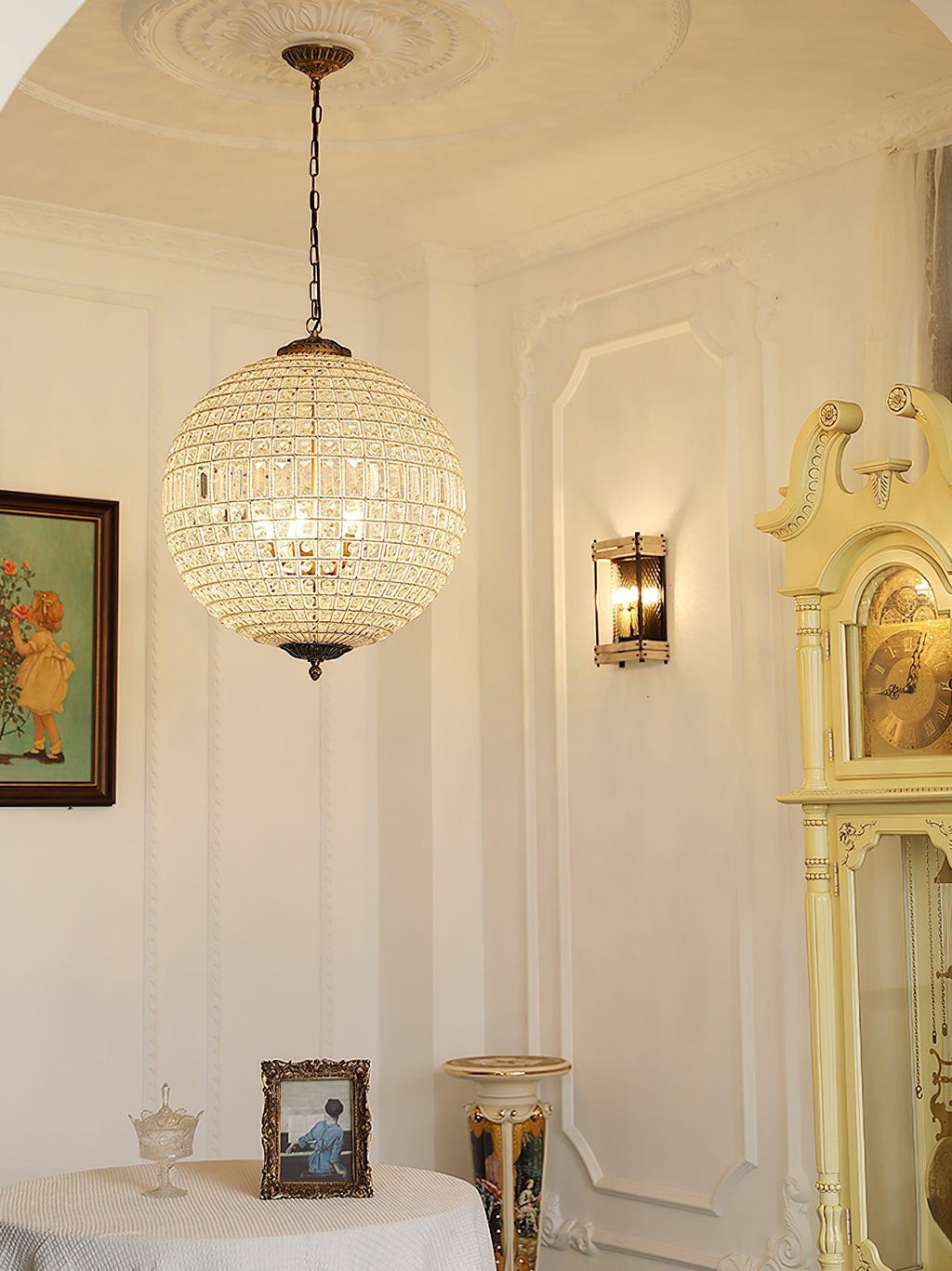 Lustra Chandelier Gold Globe Crystal Vintage - Neutralighting