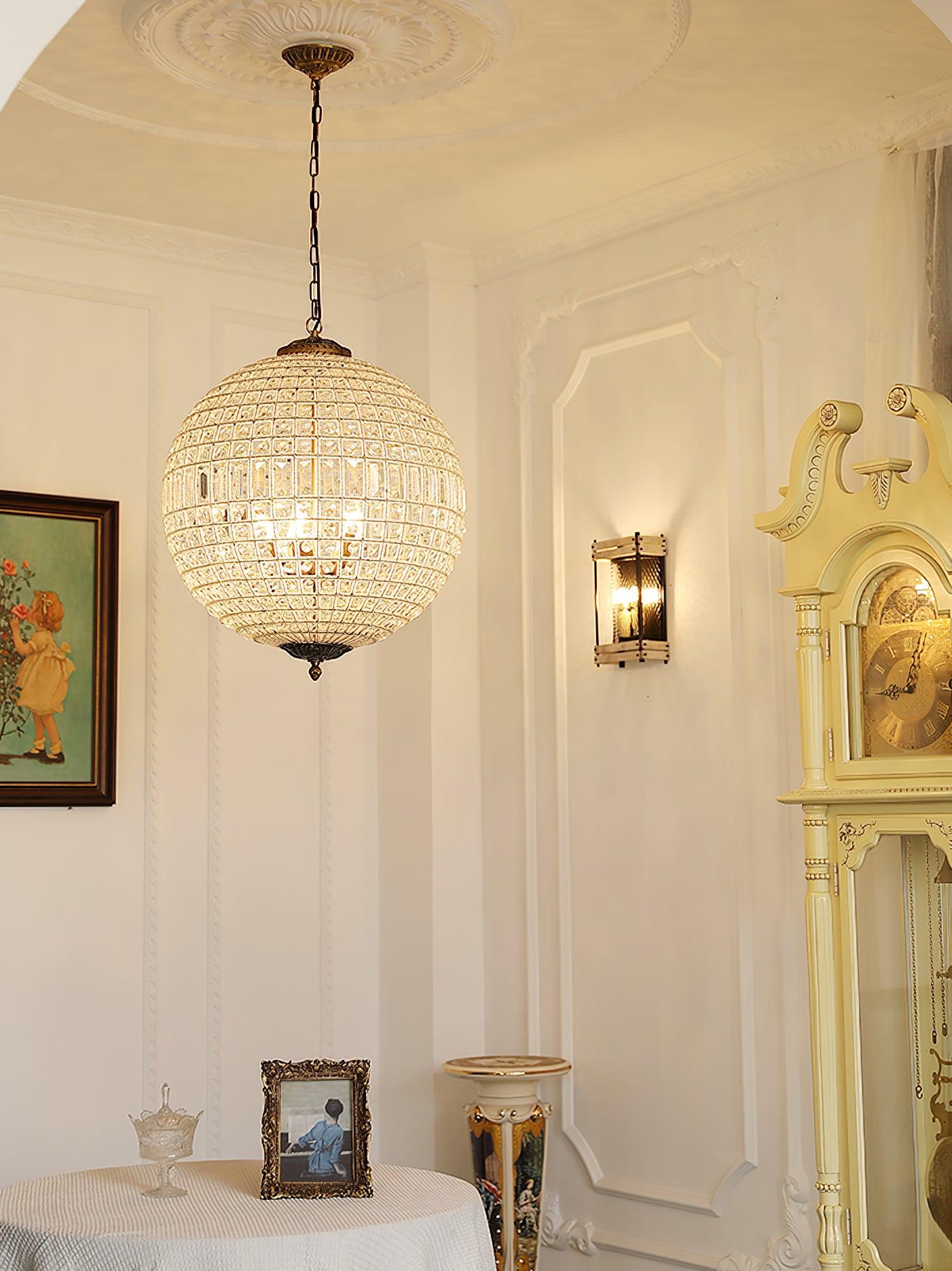 Lustra Chandelier Gold Globe Crystal Vintage - Neutralighting