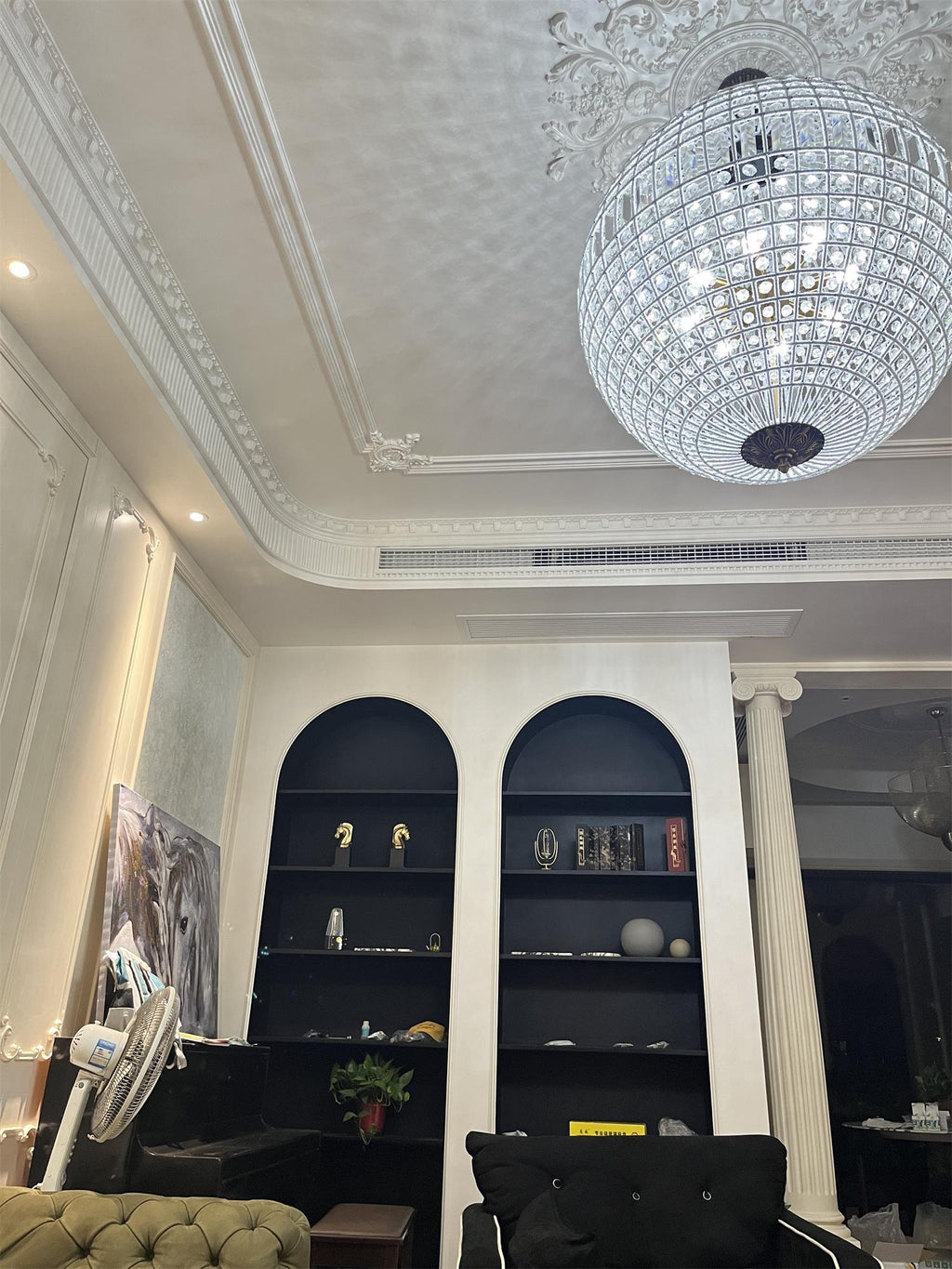 Lustra Chandelier Gold Globe Crystal Vintage - Neutralighting
