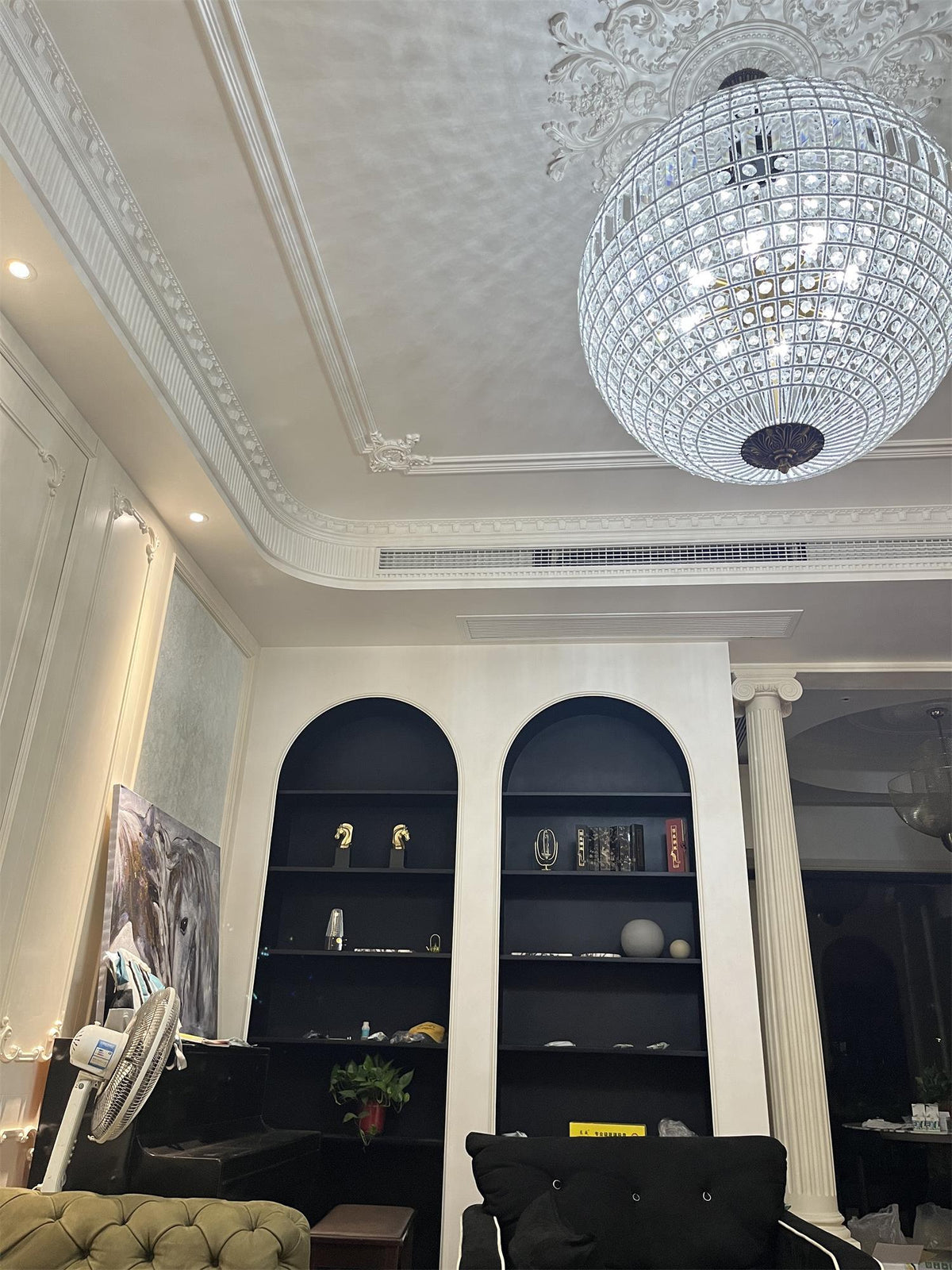 Lustra Chandelier Gold Globe Crystal Vintage - Neutralighting