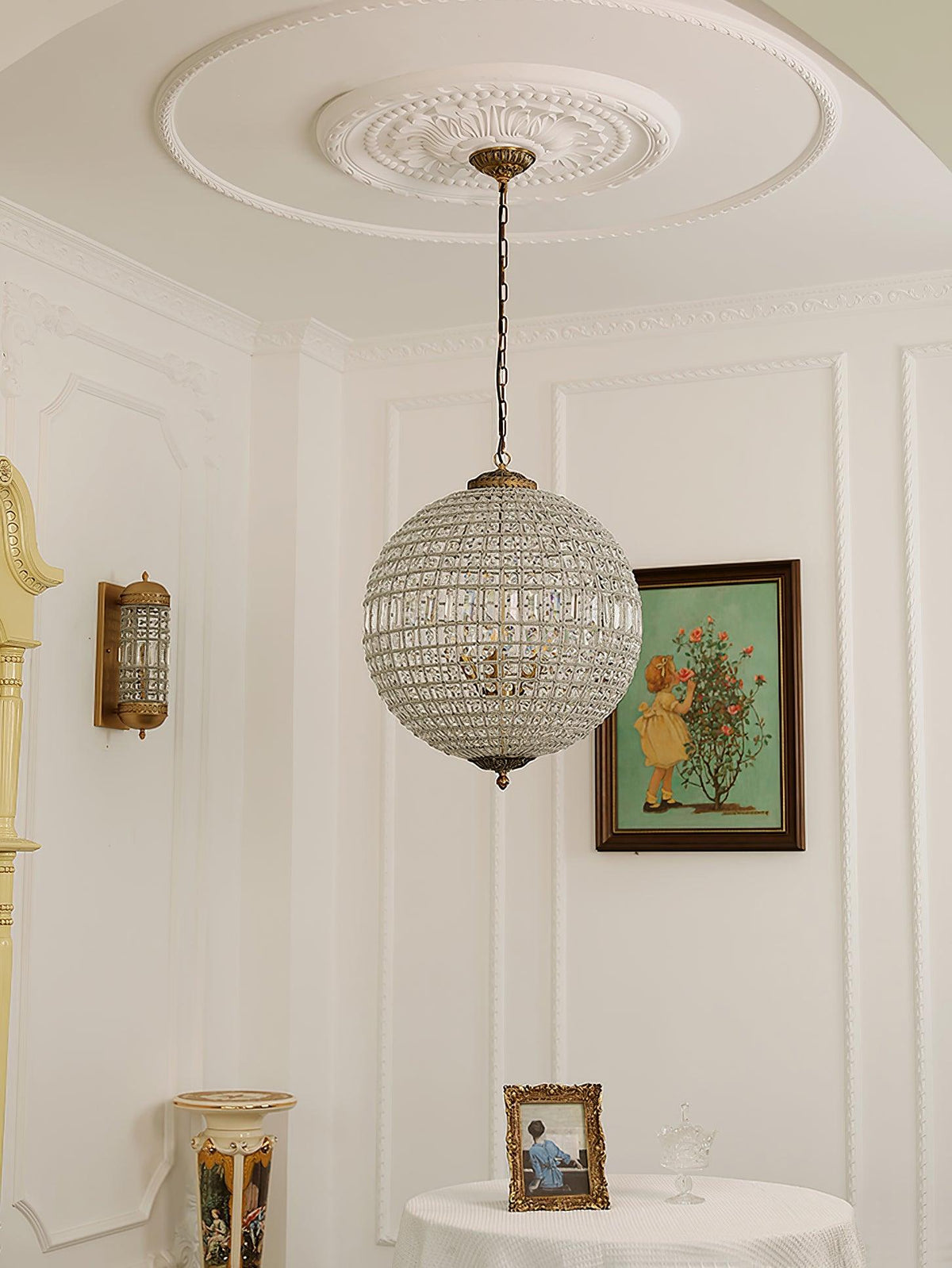 Lustra Chandelier Gold Globe Crystal Vintage - Neutralighting
