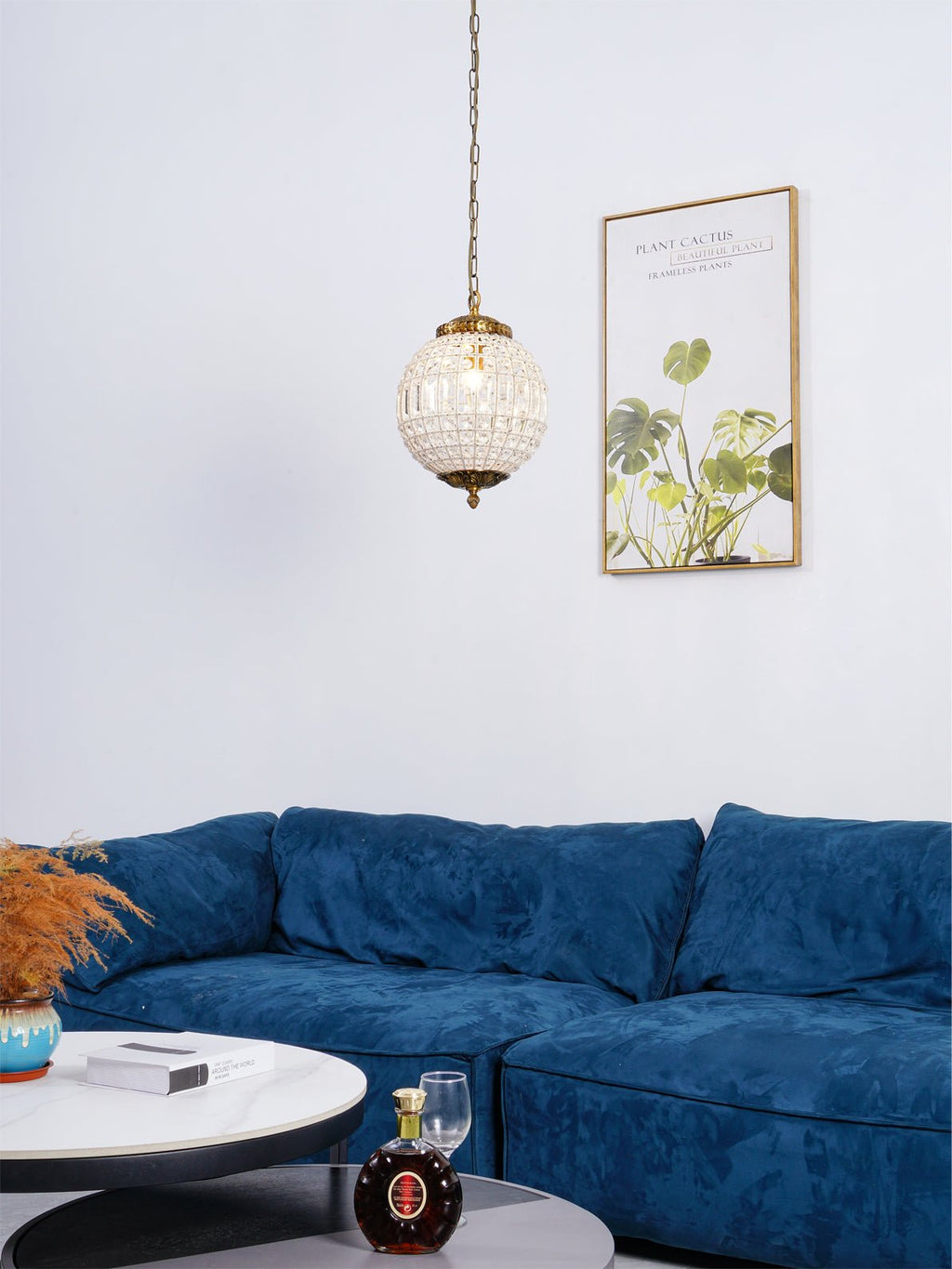 Lustra Chandelier Gold Globe Crystal Vintage - Neutralighting
