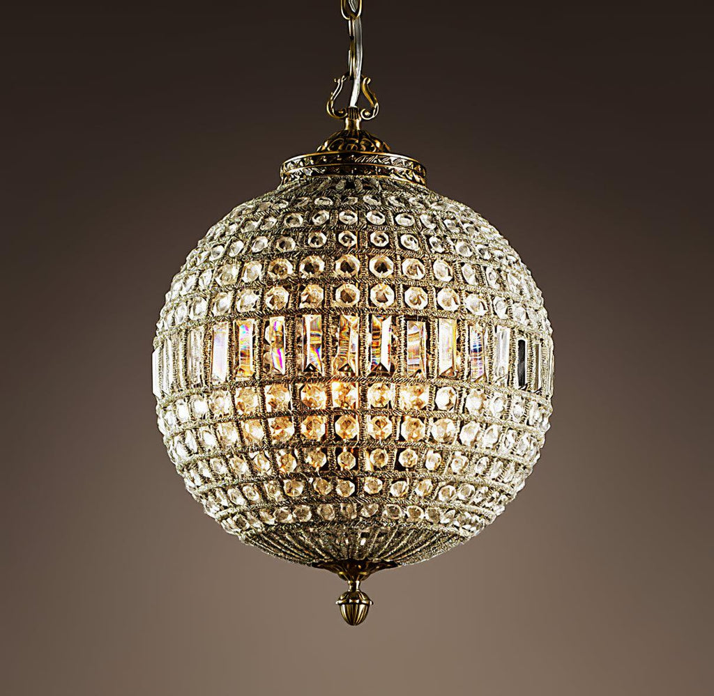 Lustra Chandelier Gold Globe Crystal Vintage - Neutralighting
