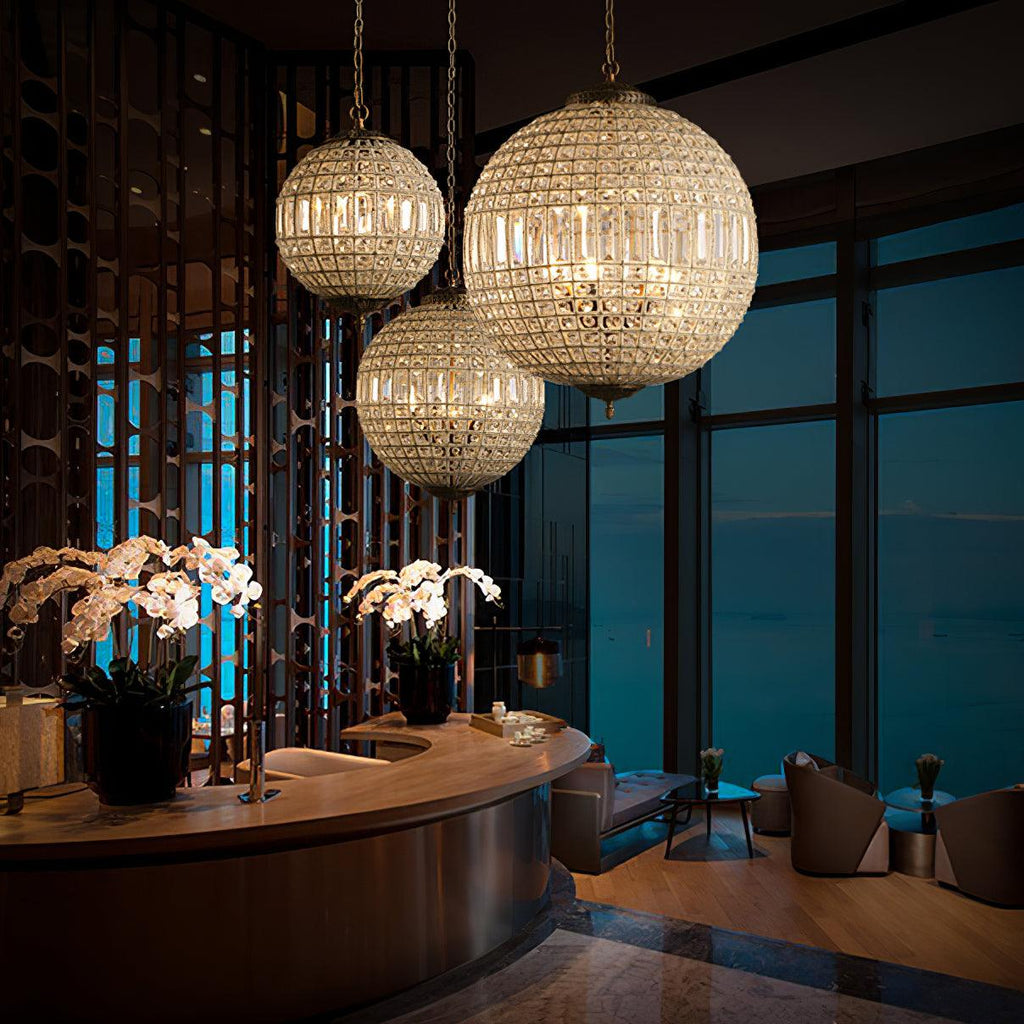 Lustra Chandelier Gold Globe Crystal Vintage - Neutralighting