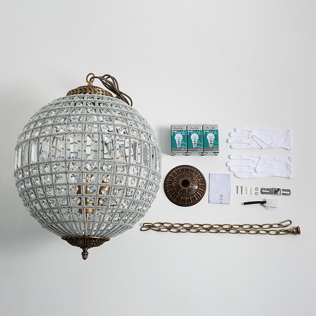 Lustra Chandelier Gold Globe Crystal Vintage - Neutralighting